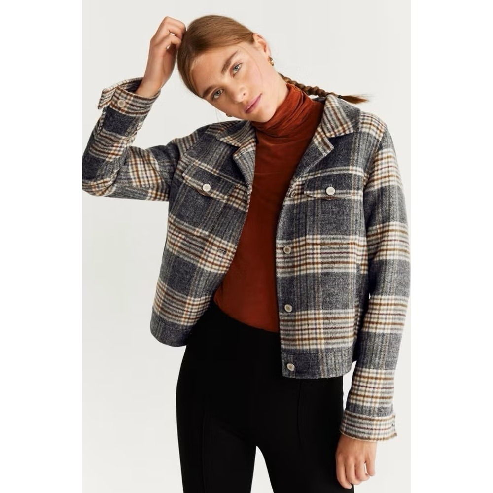 Women's Bob Timberlake Plaid Jacket Cropped Wool Blend Size Small
